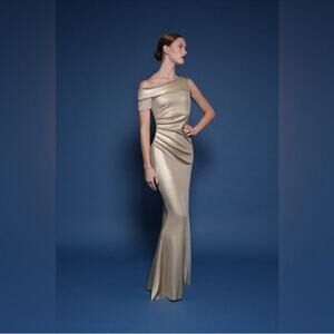 CHIARA BONI Koppany Gold Splendid Maxi Gown Size US 2 $1295
